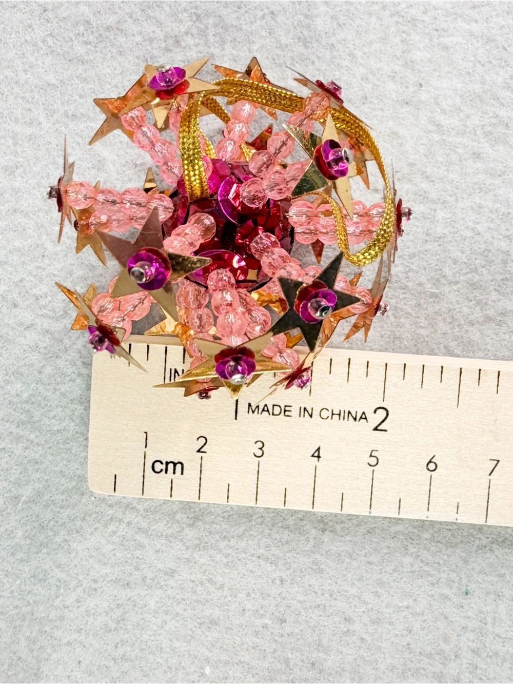 Atomic Starburst Cluster Star Pink Beaded Pushpins Christmas Ornament Vintage 10